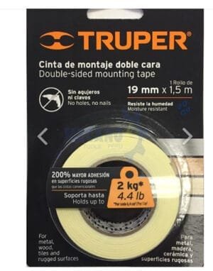CINTA DOBLE CONTACTO 19MM 1.5MT TRUPER CINTA DOBLE CONTACTO 25MM *5MT TRUPER