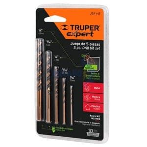 JUEGO DE 5 BROCAS HSS P/METAL TRUPER