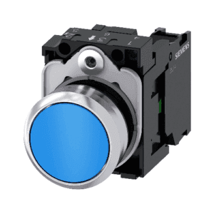 PULSADOR AZUL CHINT 1 PULSADOR AZUL CHINT 1NO (BASE METALICA) Ø22mm MOD:BE101