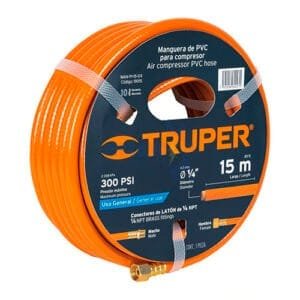 ROLLO DE MANGUERA PVC PARA COMPRESORA TRUPER 15 M X 1/4